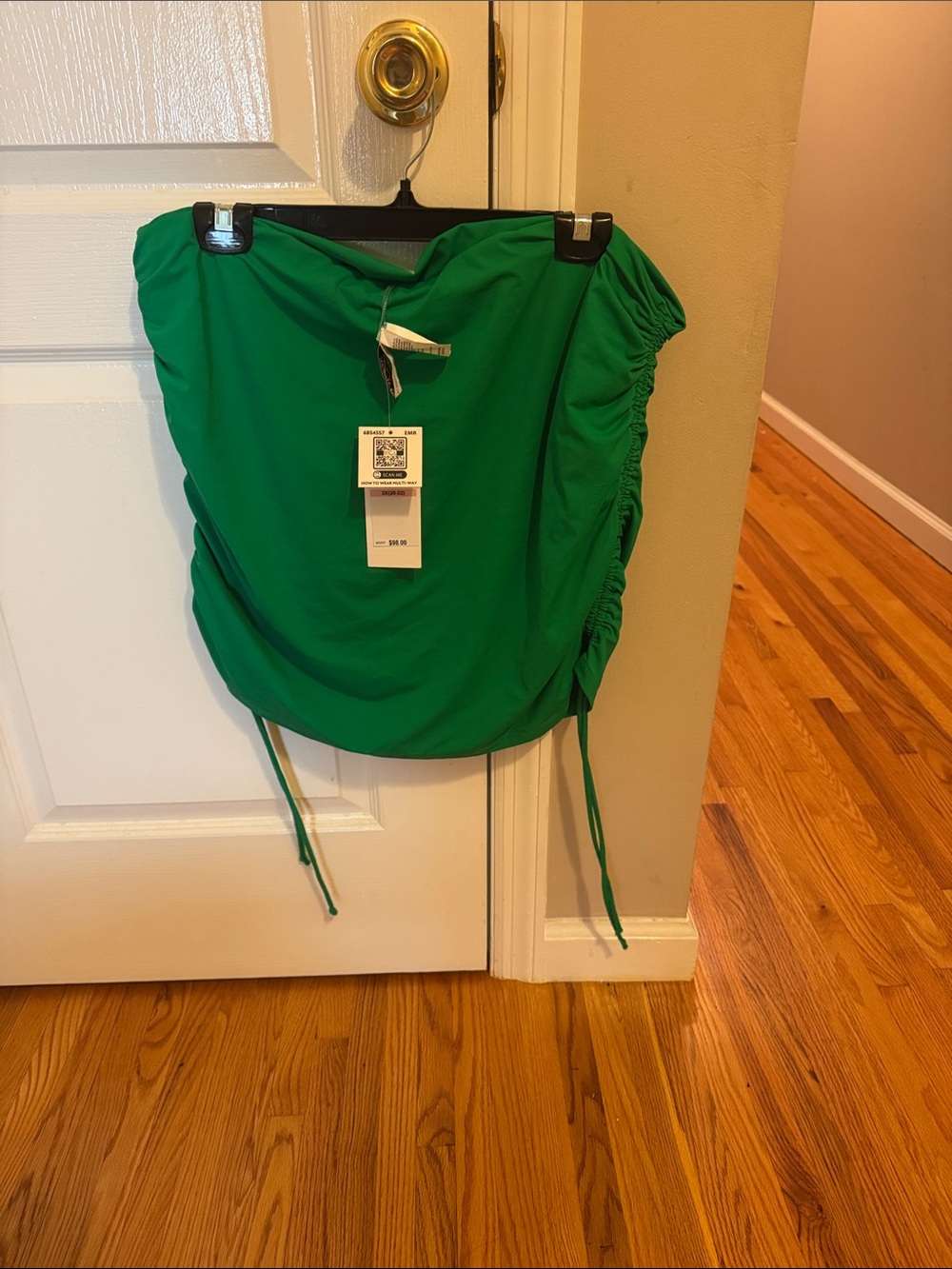 Green Ruched Adjustable Bathing Suit Bottom Skirt